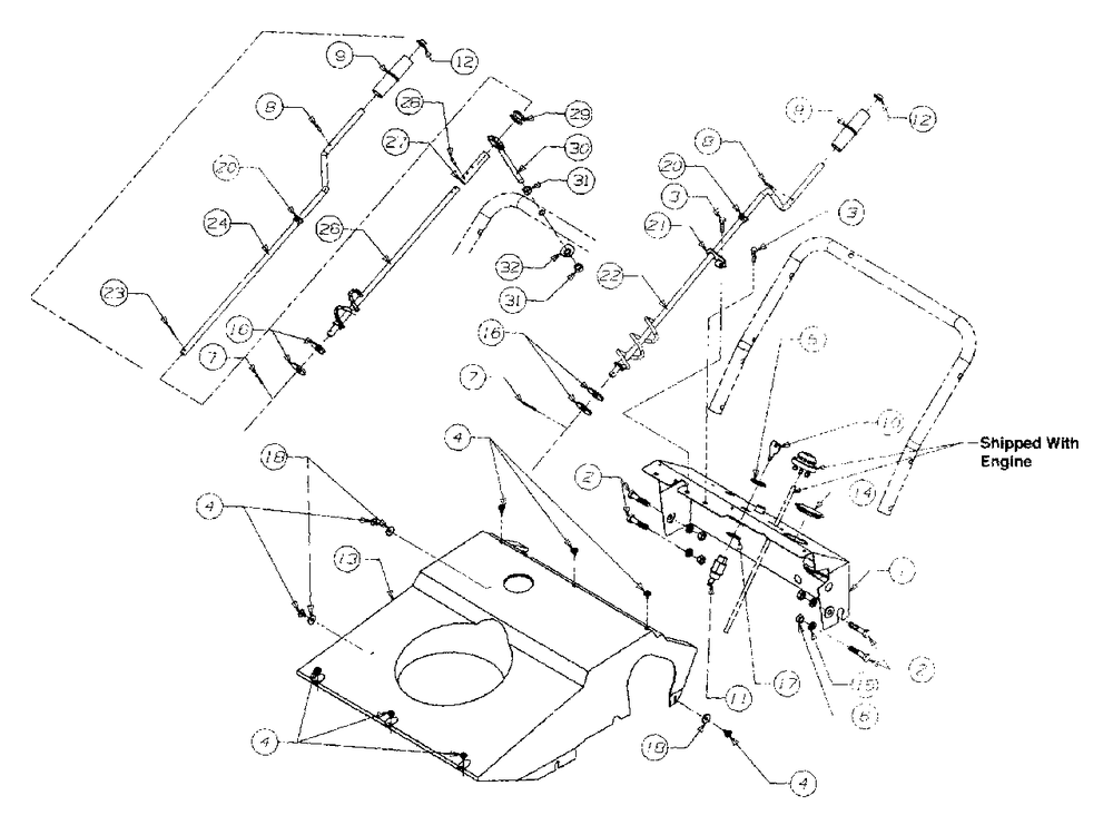 Chute Crank Diagram and Parts List for 140 (31A-140-000)(1999) Yard Machines Snow Blower